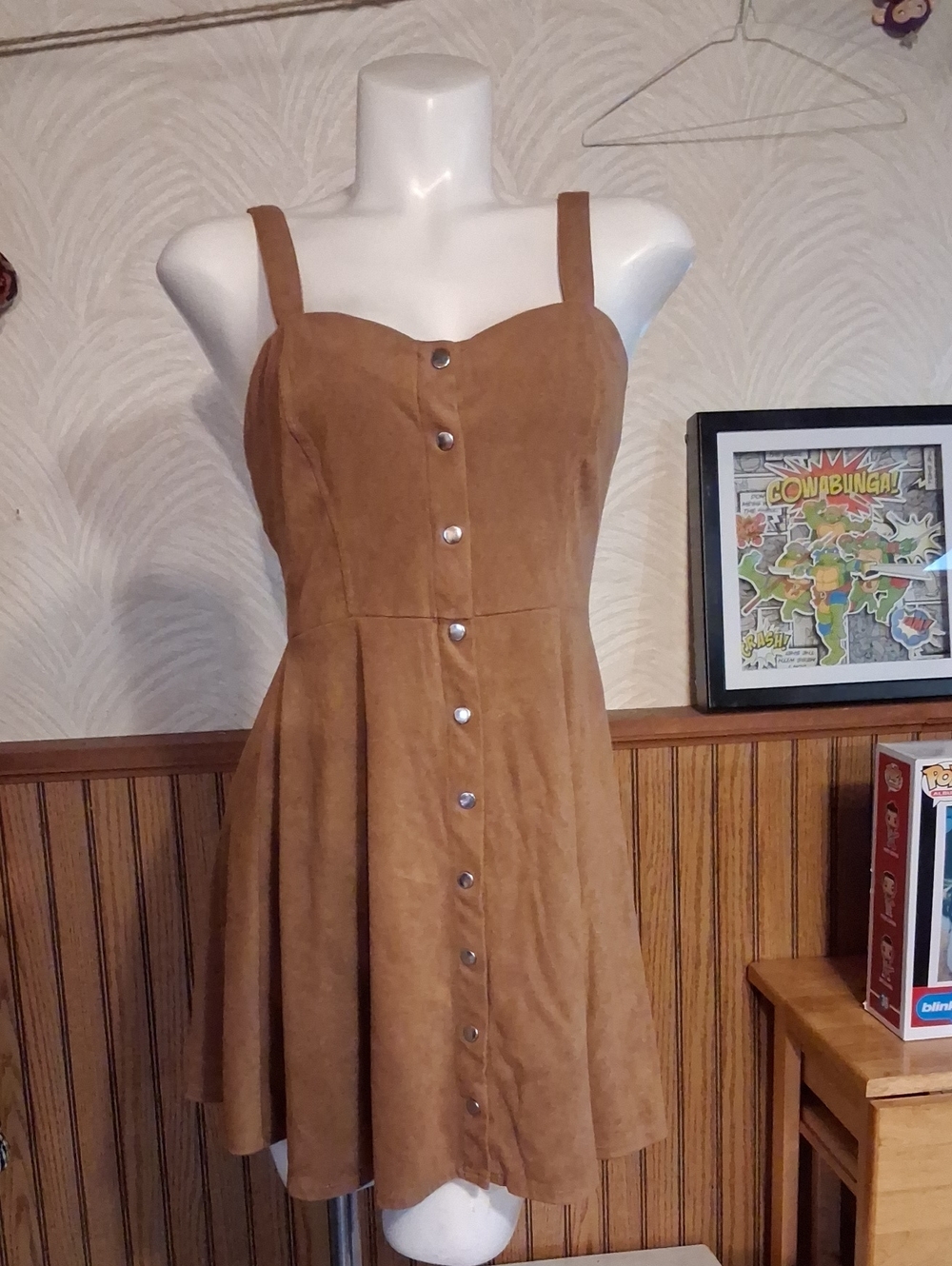 Forever 21 Brown Button-Front Mini Dress
